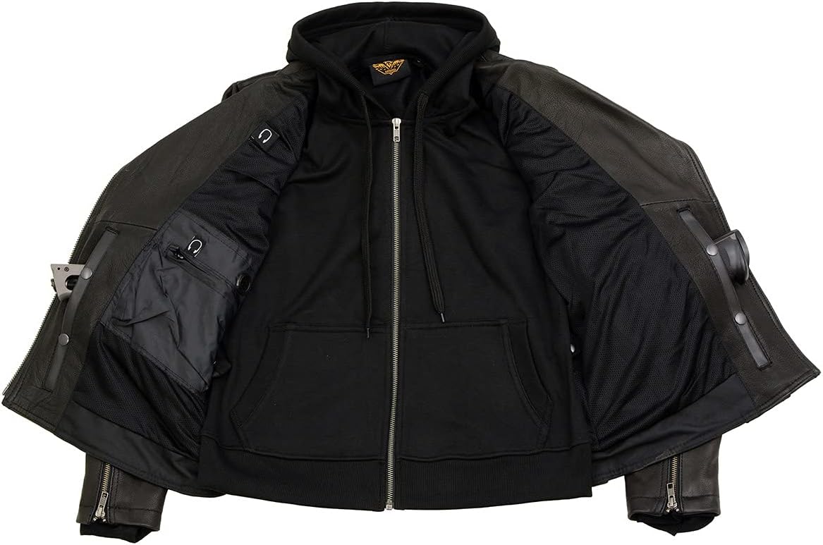 Women's Black Goatskin Leather Vented Motorcycle Jacket - Image 7