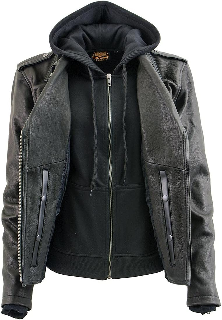 Women's Black Goatskin Leather Vented Motorcycle Jacket - Image 2