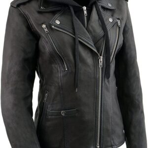 Women's Black Goatskin Leather Vented Motorcycle Jacket