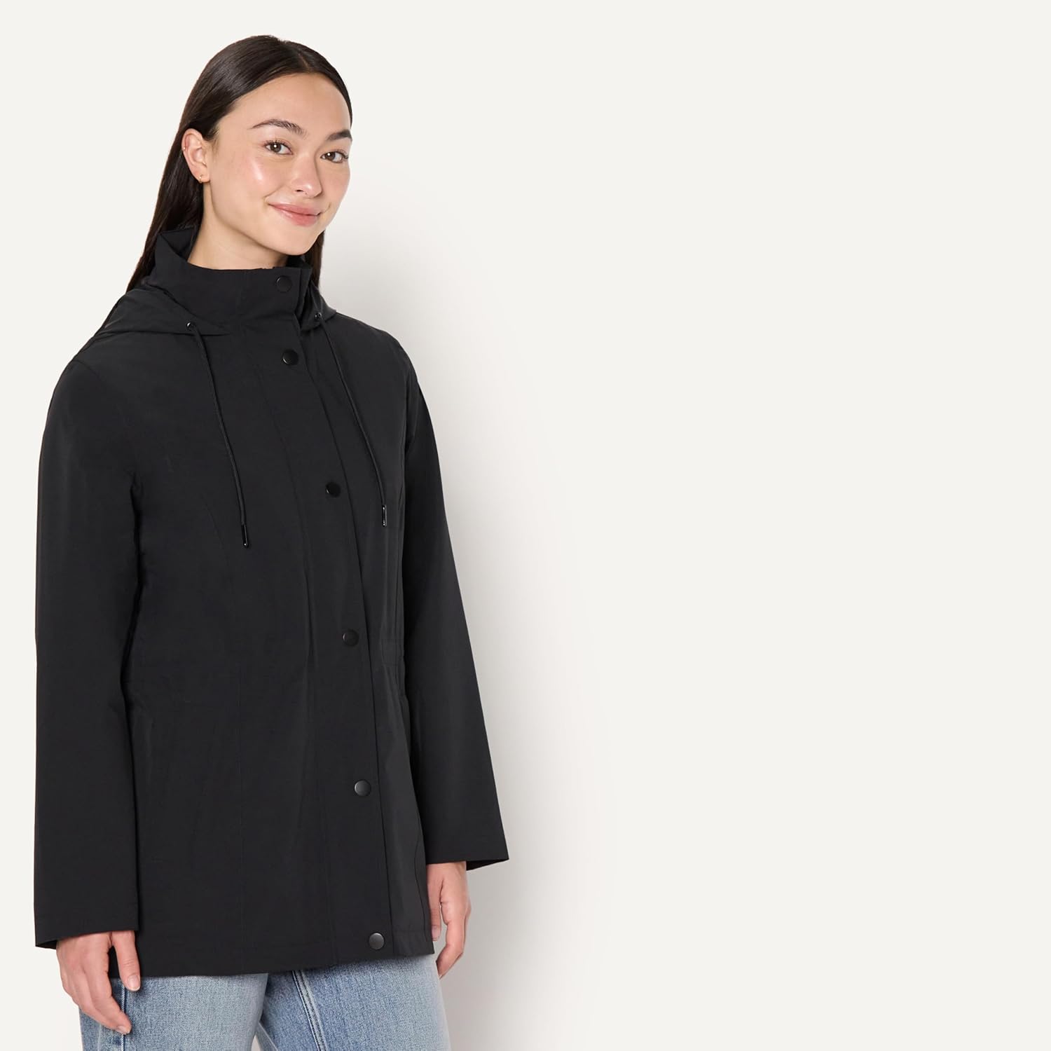 Women's Lightweight Waterproof Long Hooded Rain Jacket - Image 2
