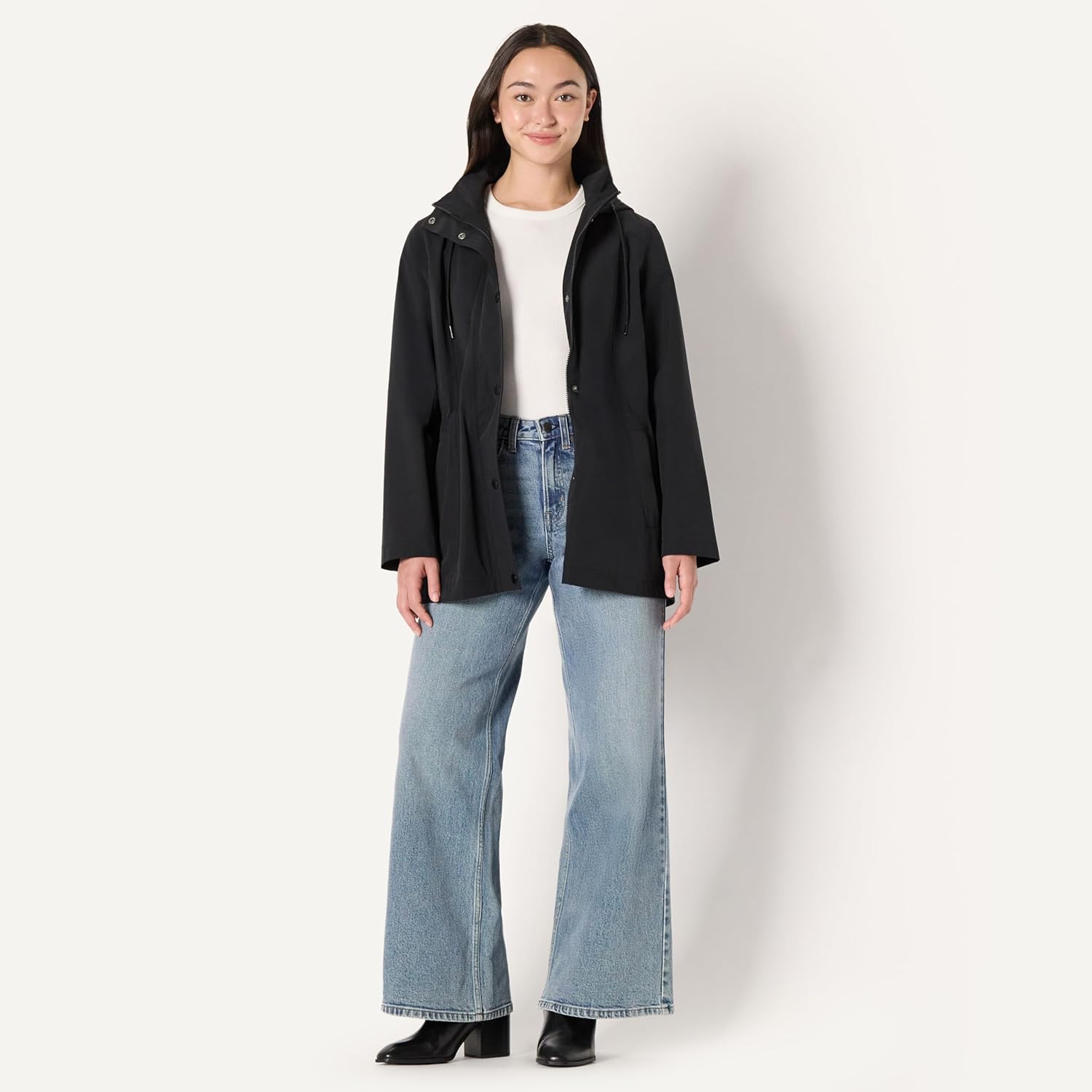 Women's Lightweight Waterproof Long Hooded Rain Jacket - Image 5