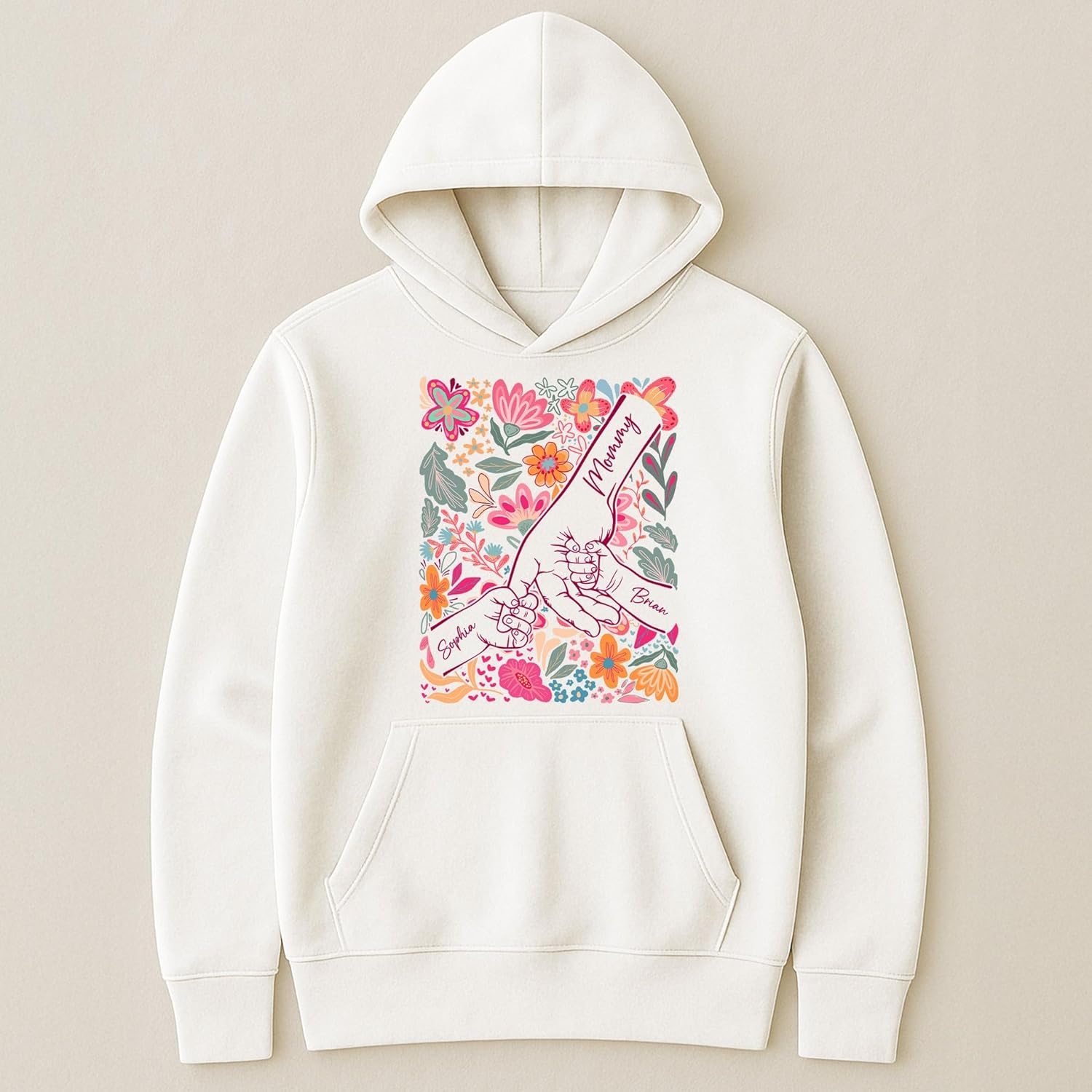 Women's Mother Child Floral Hands Graphic T-Shirt - Image 6