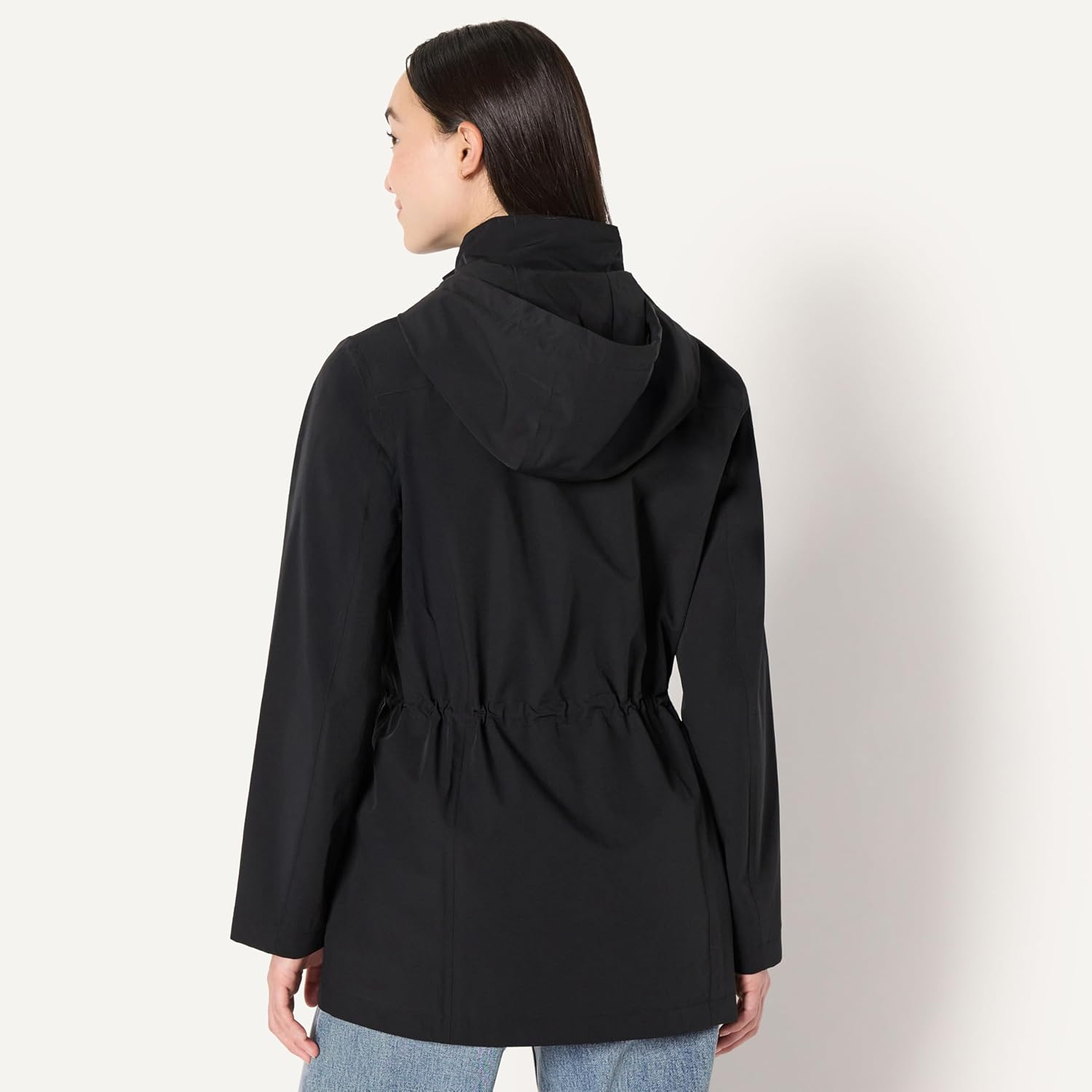 Women's Lightweight Waterproof Long Hooded Rain Jacket - Image 3