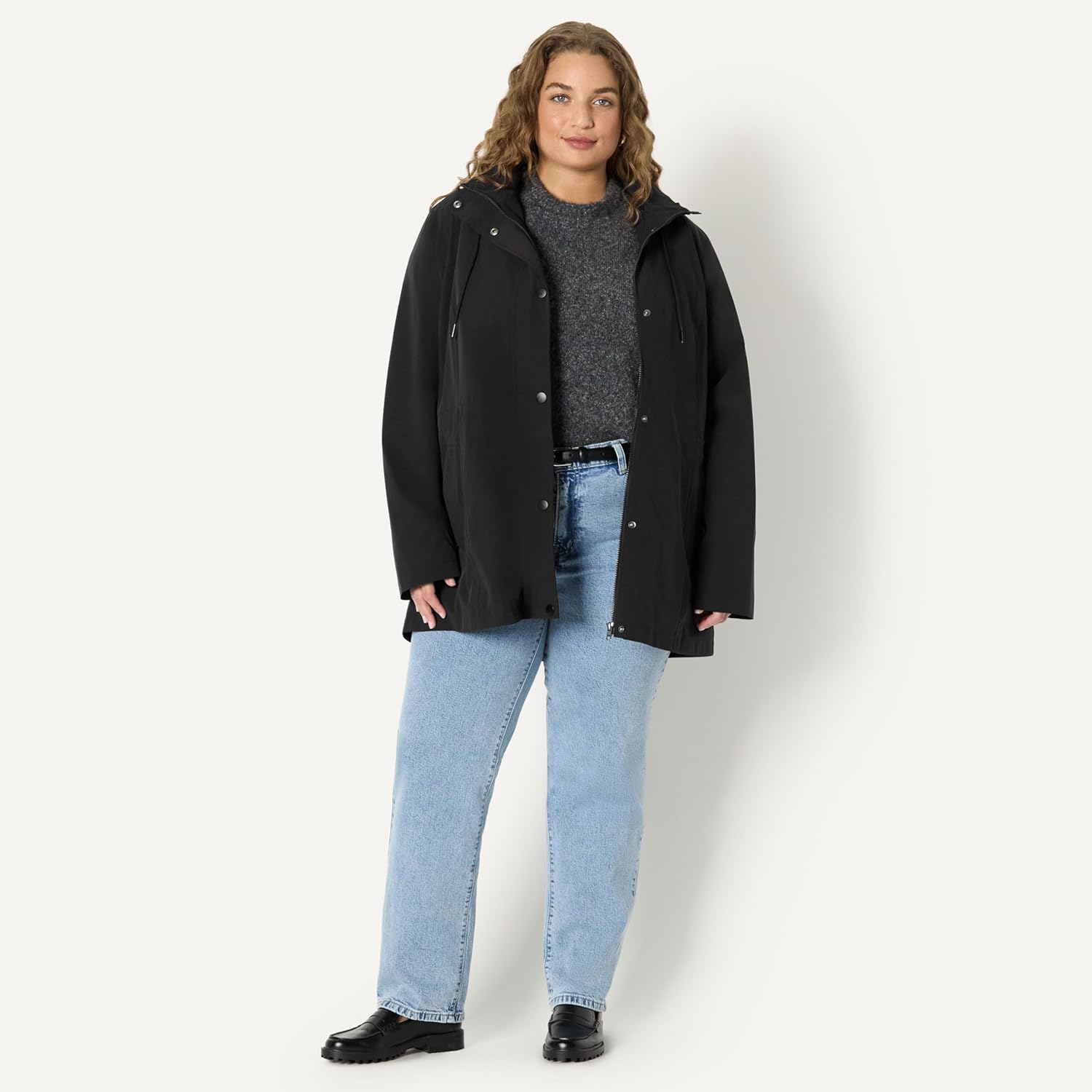 Women's Lightweight Waterproof Long Hooded Rain Jacket - Image 7