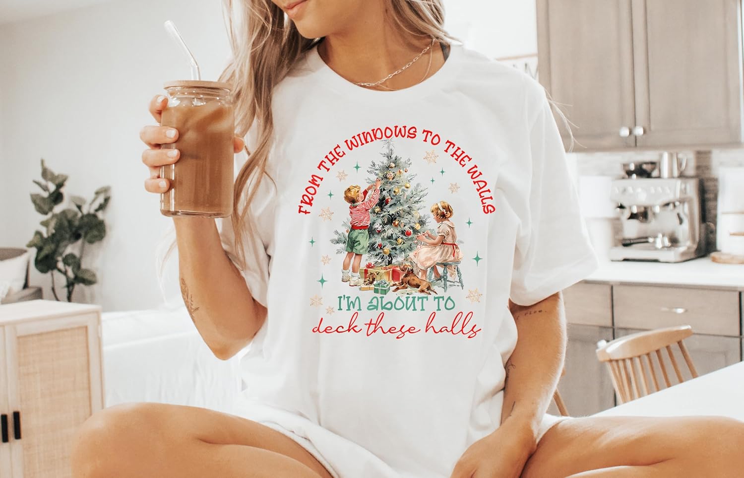Women's Vintage Christmas Holiday Graphic Crewneck Sweater - Image 3