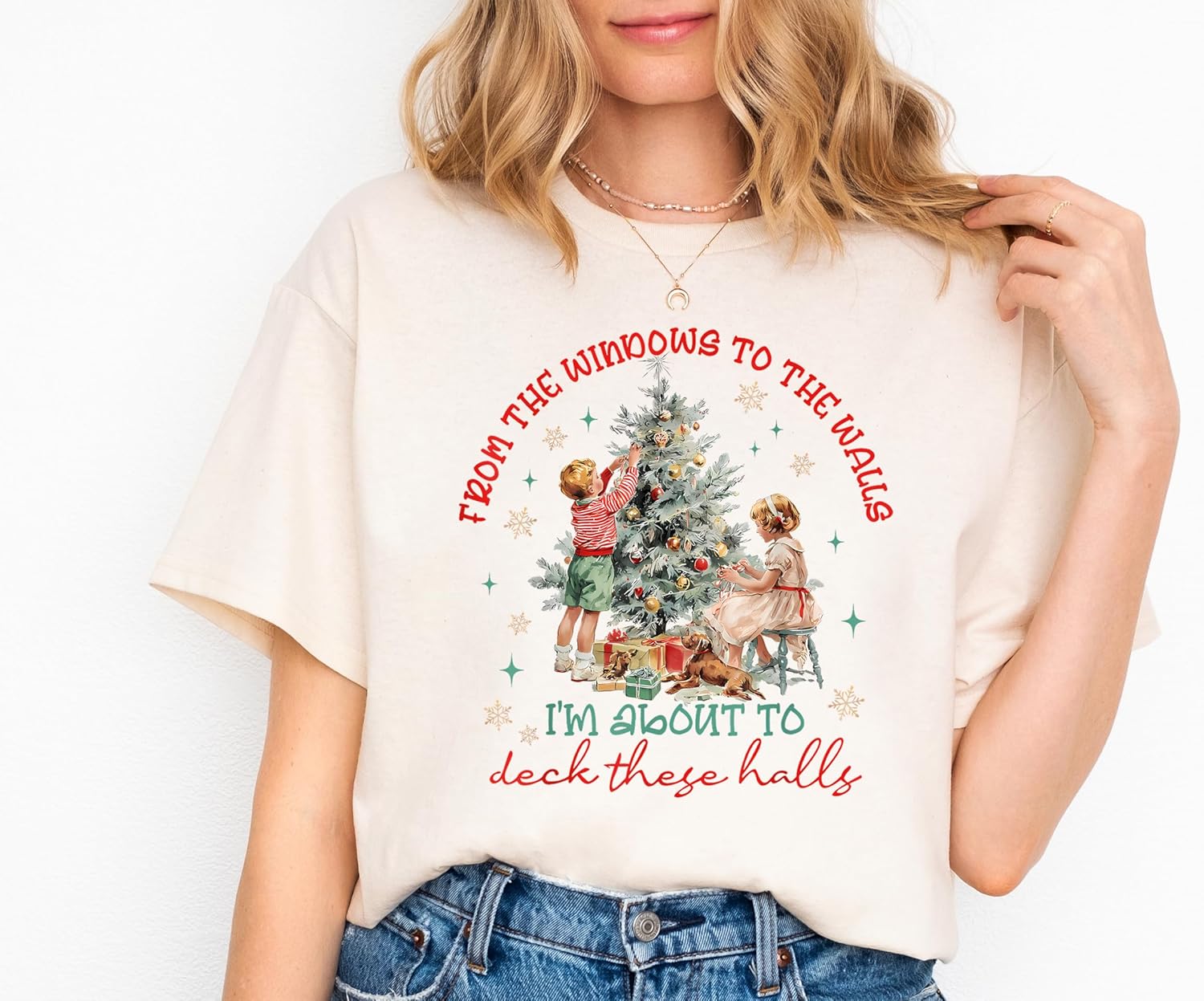Women's Vintage Christmas Holiday Graphic Crewneck Sweater - Image 9