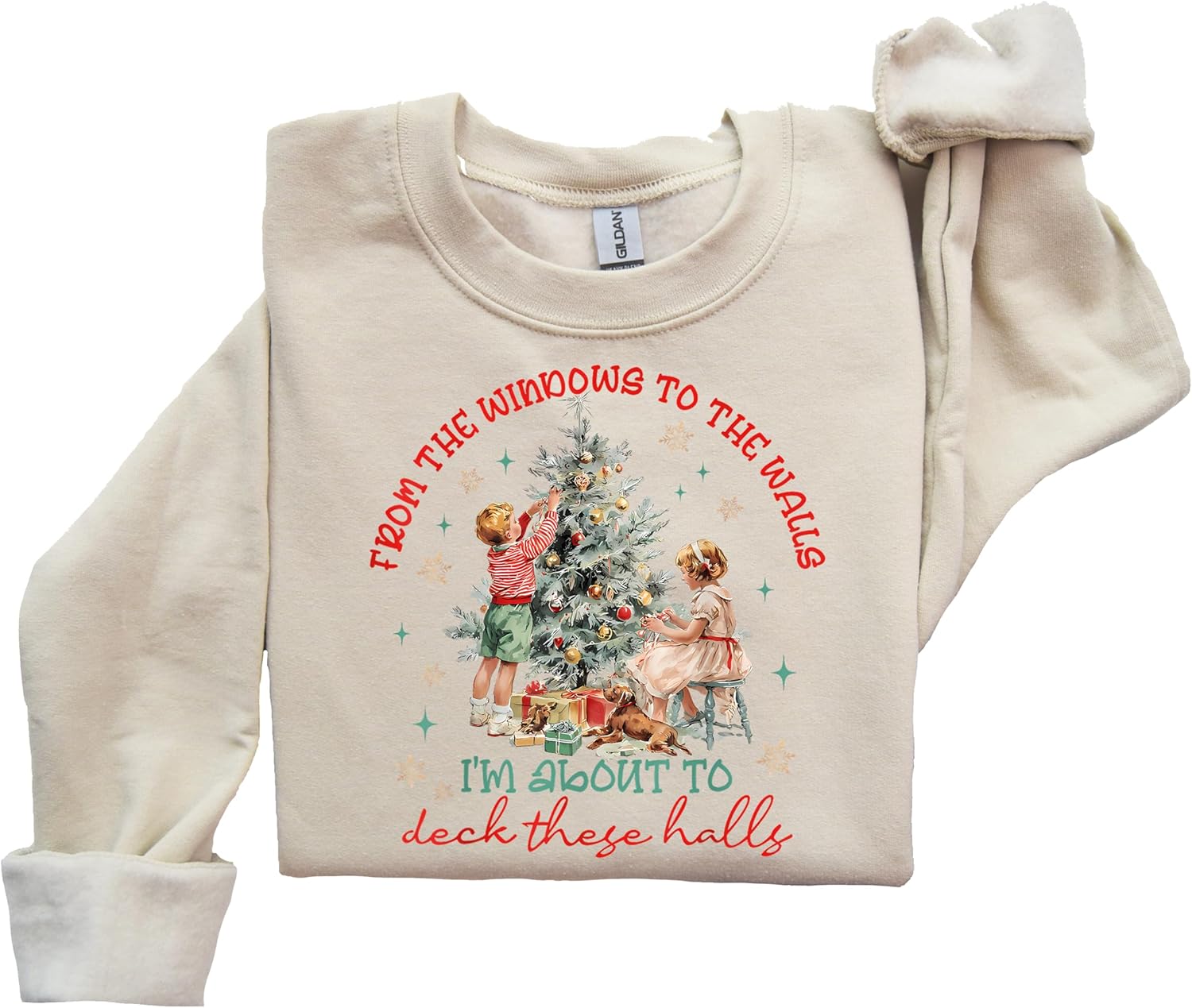 Women's Vintage Christmas Holiday Graphic Crewneck Sweater