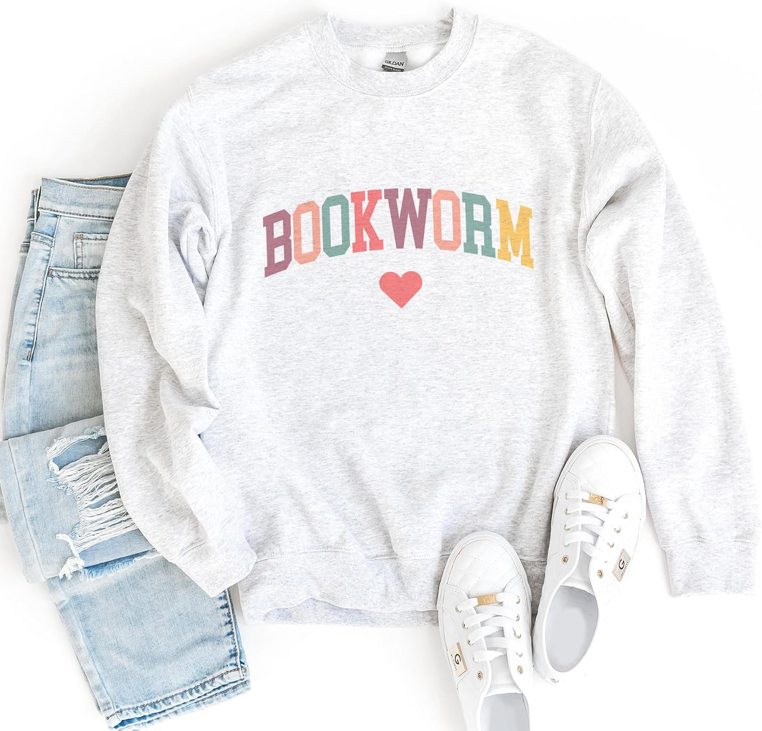 Women's Retro Bookworm Heart Book Lover Sweater - Image 4