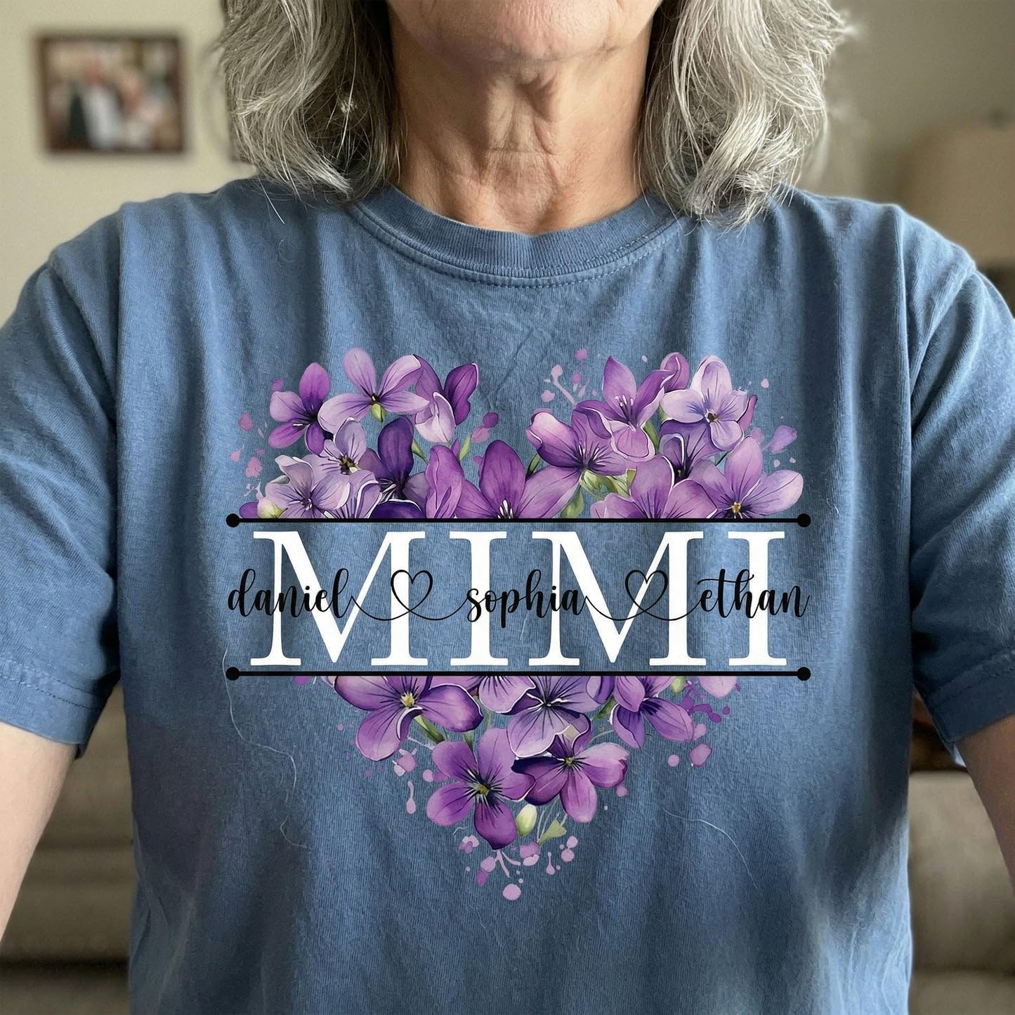 Women's Mimi Birth Flower Heart Graphic T-Shirt - Image 2