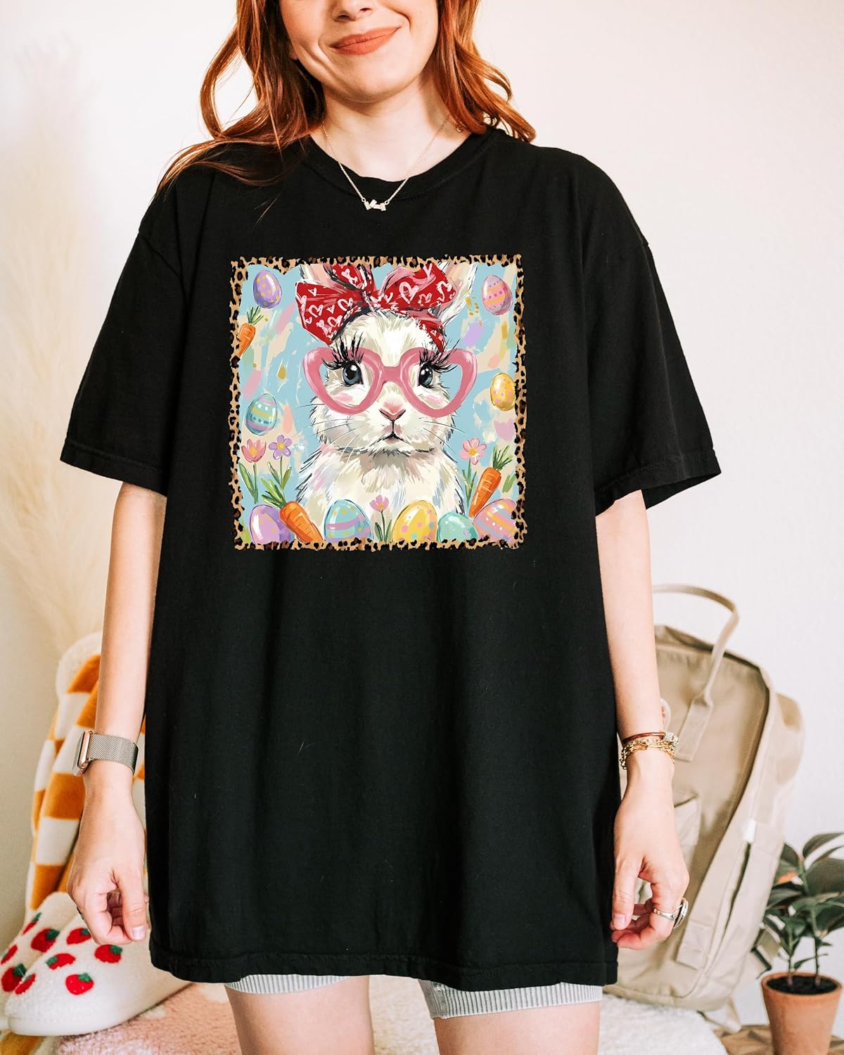 Women's Cool Easter Bunny Sunglasses Graphic Sweater - Image 5