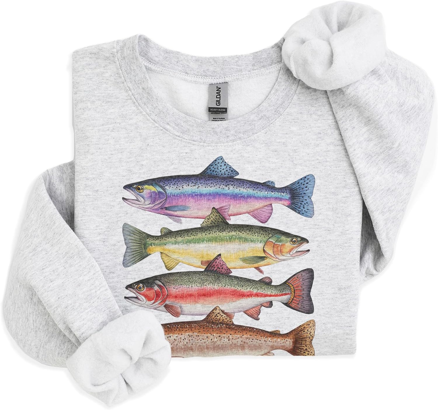 Women's Abstract Trout River Fish Graphic Sweater - Image 3
