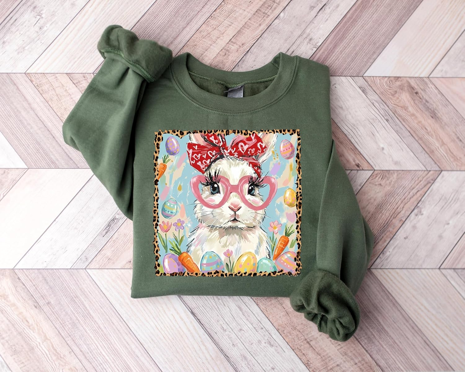 Women's Cool Easter Bunny Sunglasses Graphic Sweater - Image 3