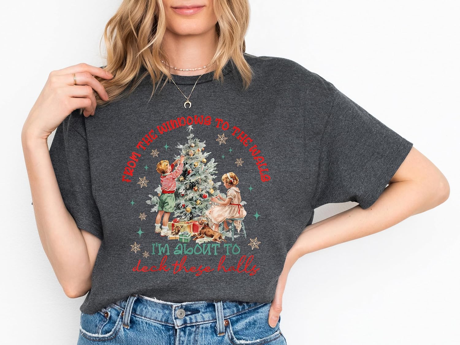 Women's Vintage Christmas Holiday Graphic Crewneck Sweater - Image 7